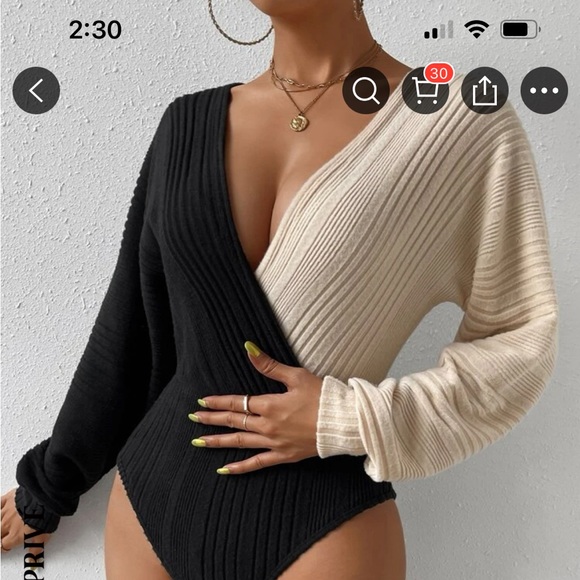 Tops - Black and white bodysuit - sweater material